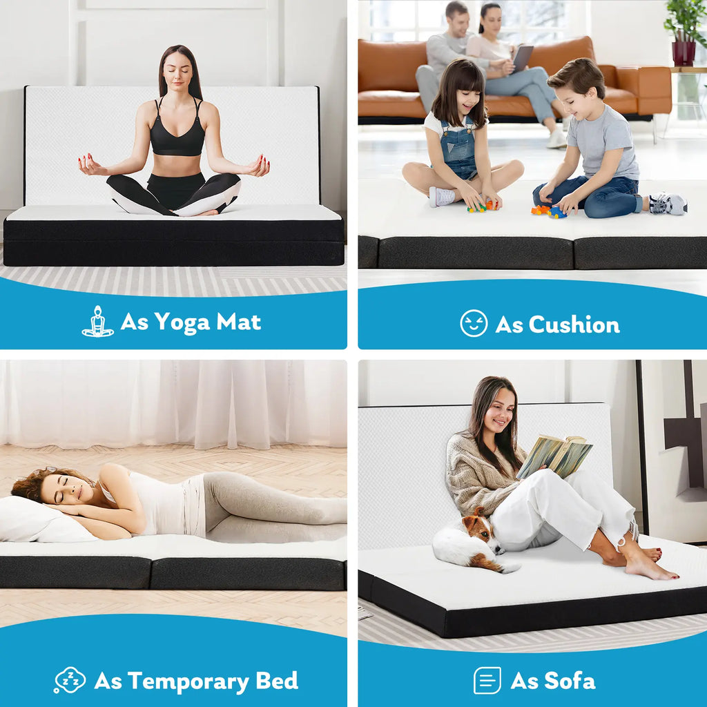 4-Inch Tri-Fold Memory Foam Folding Mattress