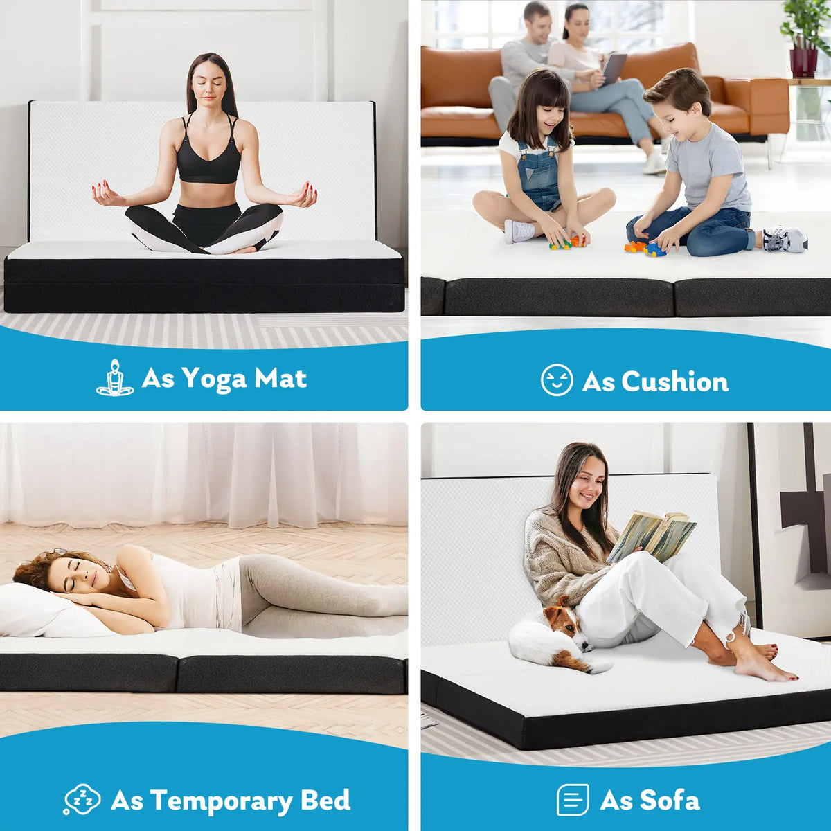 4-Inch Tri-Fold Memory Foam Folding Mattress