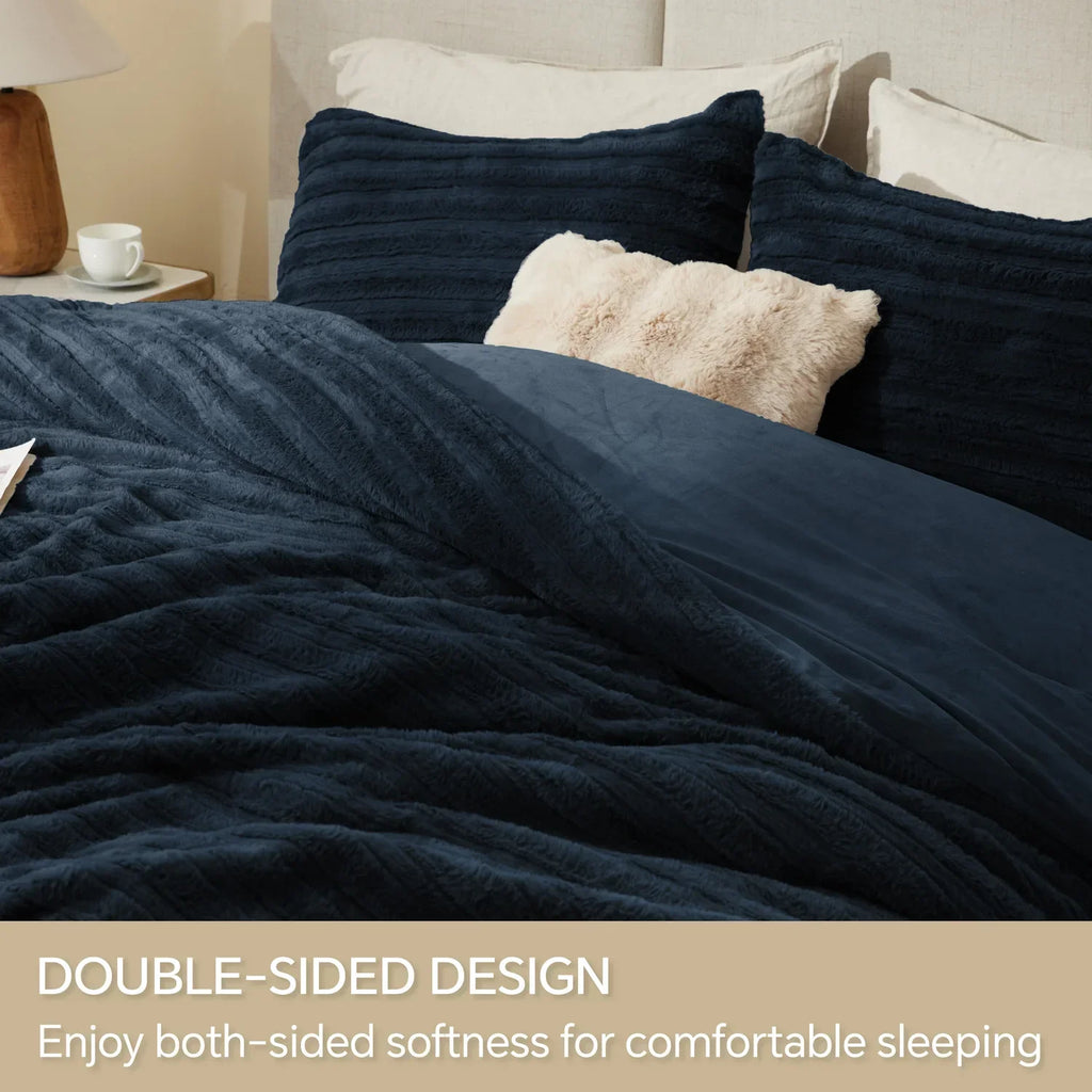 Luxe Flannel Fleece Comforter Set – Warm Faux Fur Bedding
