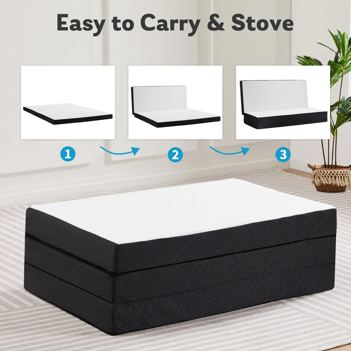 4-Inch Tri-Fold Memory Foam Folding Mattress