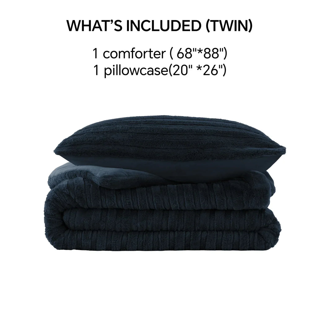 Luxe Flannel Fleece Comforter Set – Warm Faux Fur Bedding