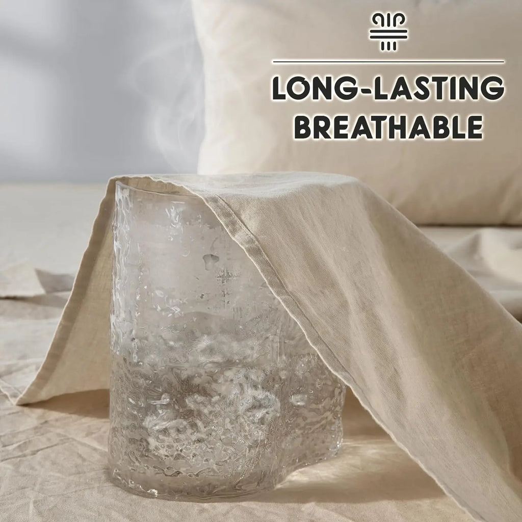 Natural Linen 4-Piece Sheet Set – 1 Fitted Sheet, 1 Flat Sheet & 2 Pillowcases