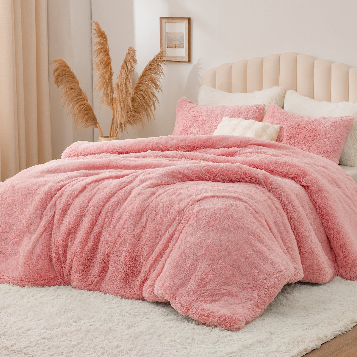 Luxe Flannel Faux Fur Comforter Set – Warm Shaggy Bedding
