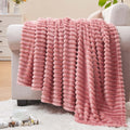 Textured Ribbed Jacquard Fleece Throw Blanket – 3D Plush