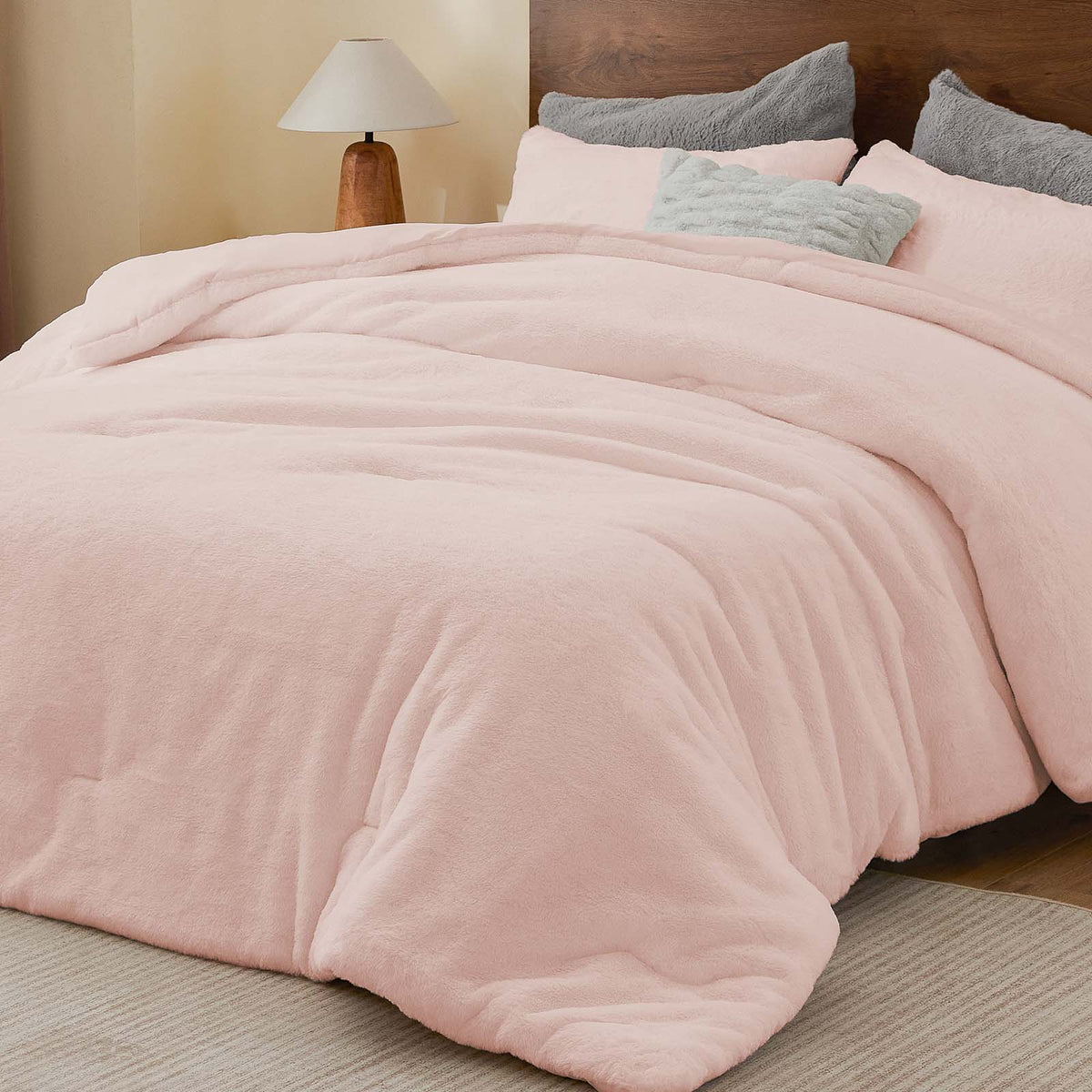 Luxe Flannel Faux Fur Comforter Set – Thick Winter Bedding