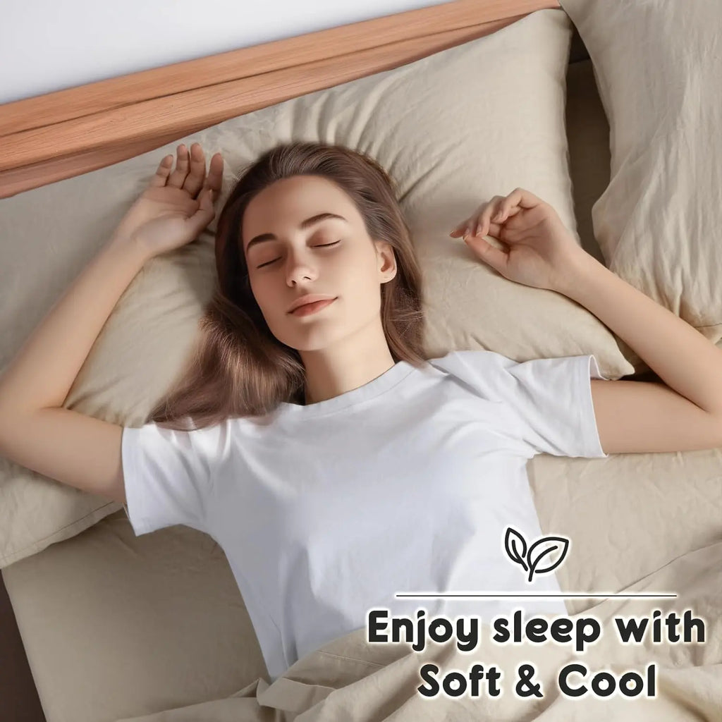 Natural Linen 4-Piece Sheet Set – 1 Fitted Sheet, 1 Flat Sheet & 2 Pillowcases