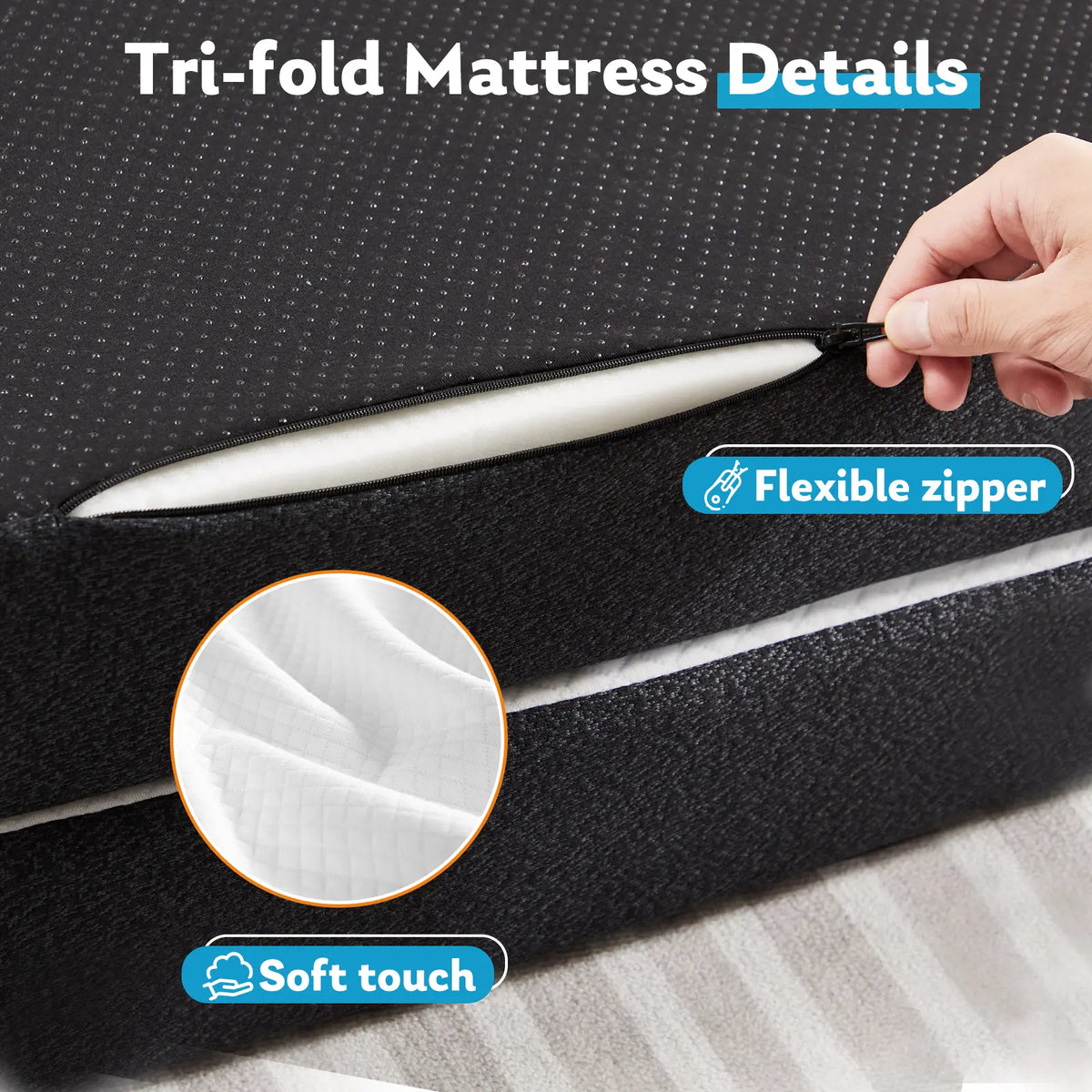 4-Inch Tri-Fold Memory Foam Folding Mattress